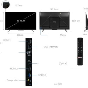 NEW TCL 43"P725 4K QUHD LED LCD Smart TV 43P725