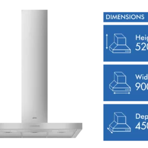 Smeg 90cm Wallmount T-Shape Rangehood KBTAU900XE