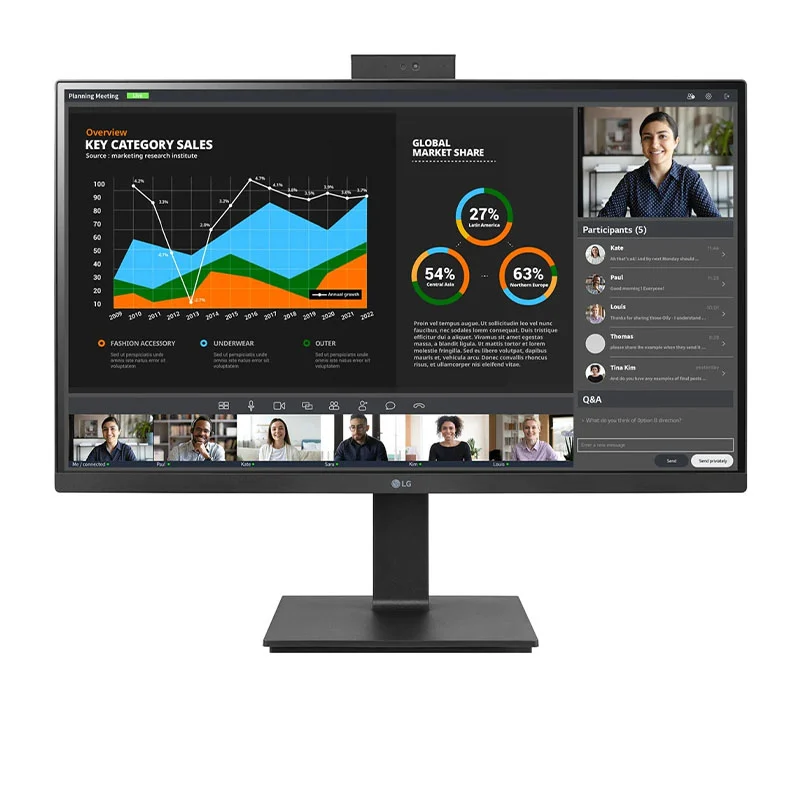 LG 27"QHD (2560x1440) IPS Monitor with Built-in Webcam & Mic_27BQ75QC-B - Carton Damaged