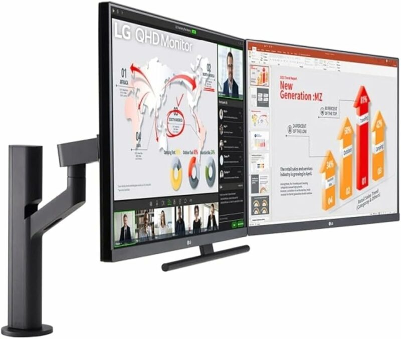 LG 27'QHD Monitor Ergo Dual with Daisy Chain 27QP88D - Carton Damaged
