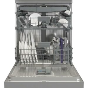 Beko 60 cm 16 Place Setting Freestanding Dishwasher Platinum Steel BDFB1630X Carton Damaged