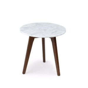 Alphs Marble Side Table - Walnut