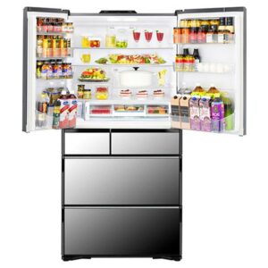 HITACHI RWX670RAXK 670L Black Glass French Door Inverter Fridge - Carton Damaged