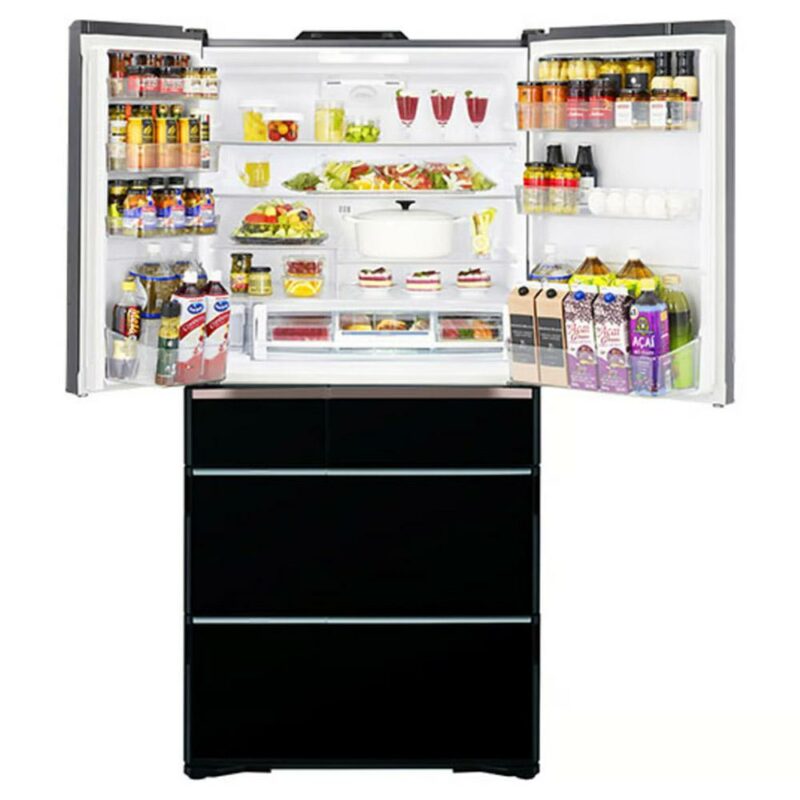 Hitachi RZX740RAXK 735L Multi Drawer French Door Fridge in Black Glass - Factory Seconds