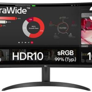 LG 34" 21:9 Curved UltraWide™ QHD (3440x1440) Monitor 34WR50QK-B- Carton Damaged