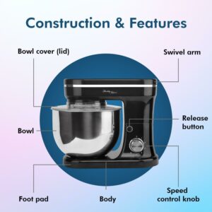 Healthy Choice 1200W Mix Master 5L Kitchen Stand Mixer w/Bowl/Whisk/Beater_MMX1400T- Carton Damaged