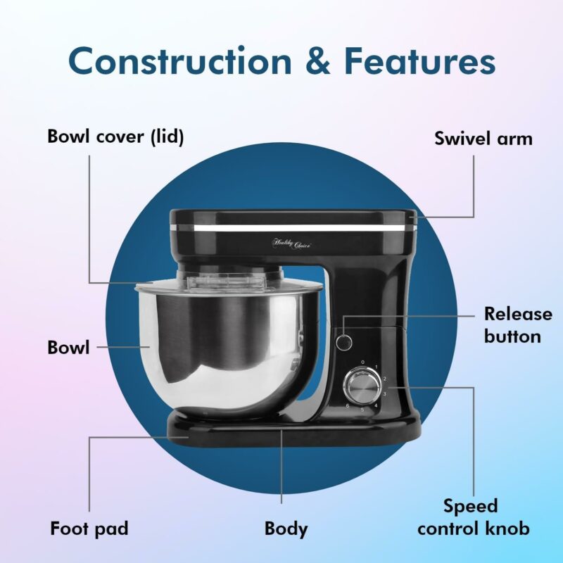 Healthy Choice 1200W Mix Master 5L Kitchen Stand Mixer w/Bowl/Whisk/Beater_MMX1400T- Carton Damaged
