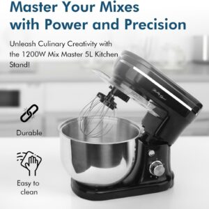 Healthy Choice 1200W Mix Master 5L Kitchen Stand Mixer w/Bowl/Whisk/Beater_MMX1400T- Carton Damaged