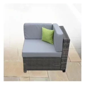 Milano Outdoor 9 Piece Oatmeal Rattan Sofa Set Black Coating & Grey Seats - 401497