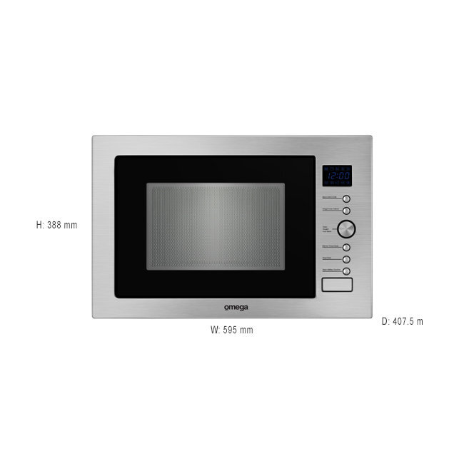 Omega 34L 1000W Fully Integrated Built-In Microwave with Grill OMW34X - Carton Damaged