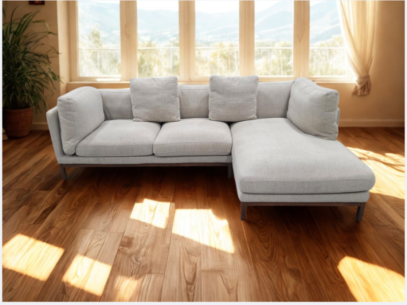 Owen Chaise Sectional Sofa (Twill) Pearl Beige, Carton damaged