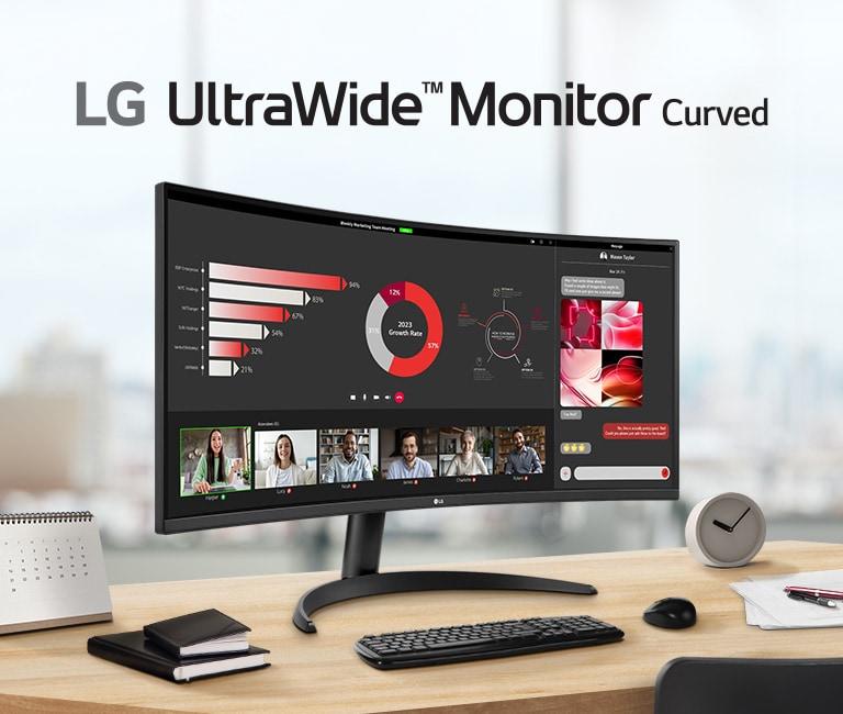 LG 34" 21:9 Curved UltraWide™ QHD (3440x1440) Monitor 34WR50QK-B- Carton Damaged