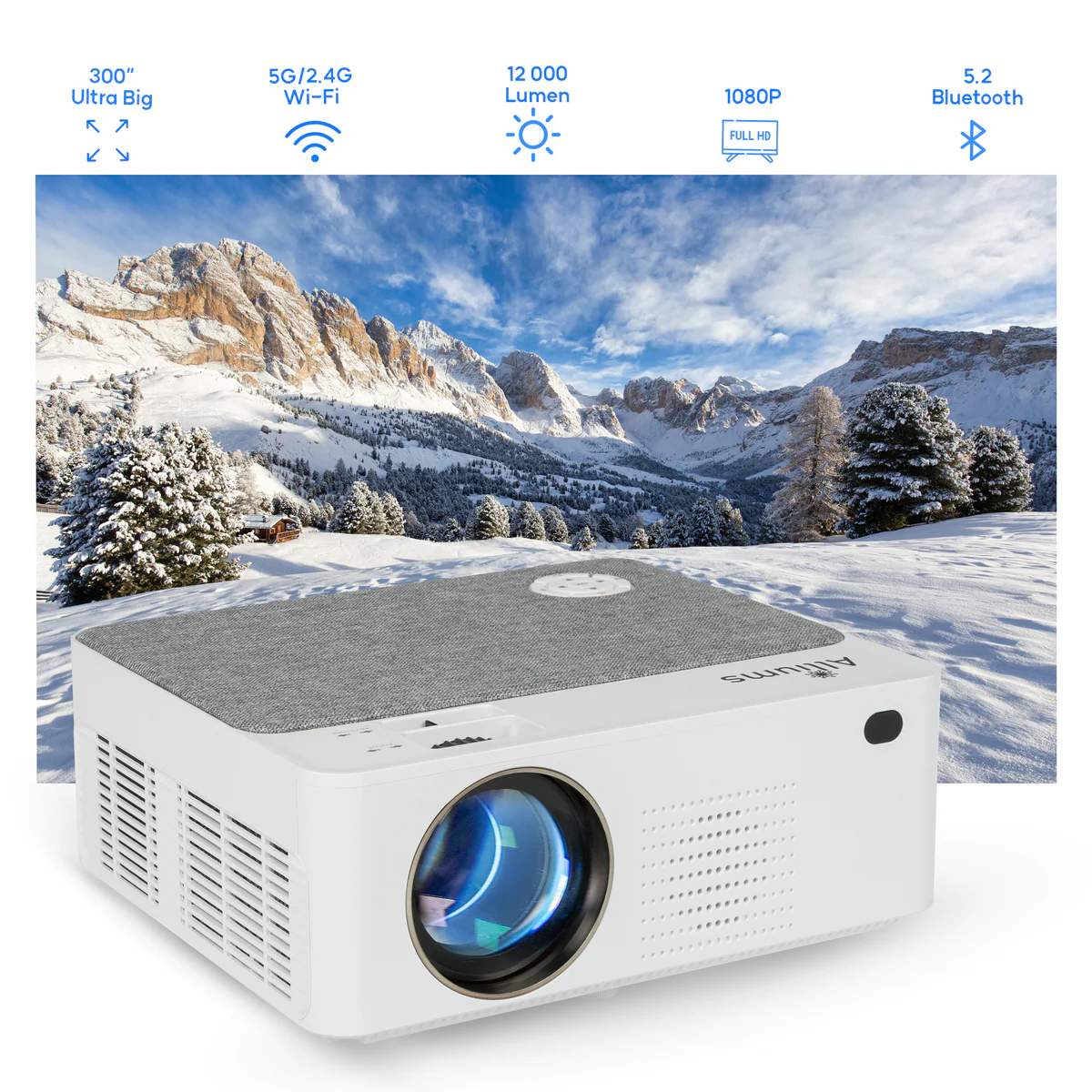 Alliums 4K Projector with Wi-Fi & Bluetooth, AP-020