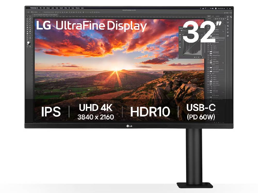 LG 31.5" UltraFine™ UHD 4K Ergo IPS Monitor with USB Type-C™ 32UN880K-B