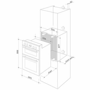 Artusi 60cm Stainless Steel Electric Built-In Double Oven CAO888X1