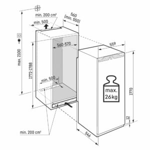 Liebherr 293L Integrated Upright Refrigerator with BioFresh Professional Right Hinge - Carton Damaged