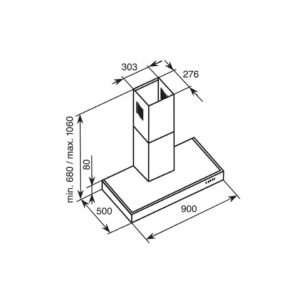 Baumatic 90cm Stainless Steel Canopy Rangehood with 750m3/hr GEH9023 - Carton Damaged