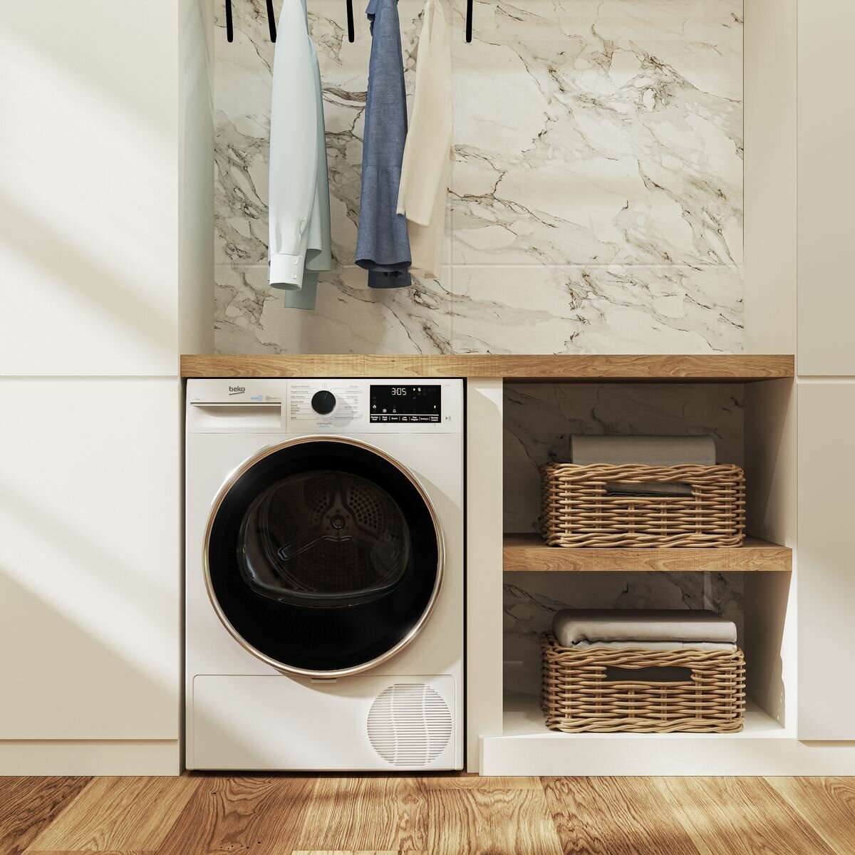 Beko 8kg Heat Pump Dryer with Steam BDPB802SW - Carton Damaged