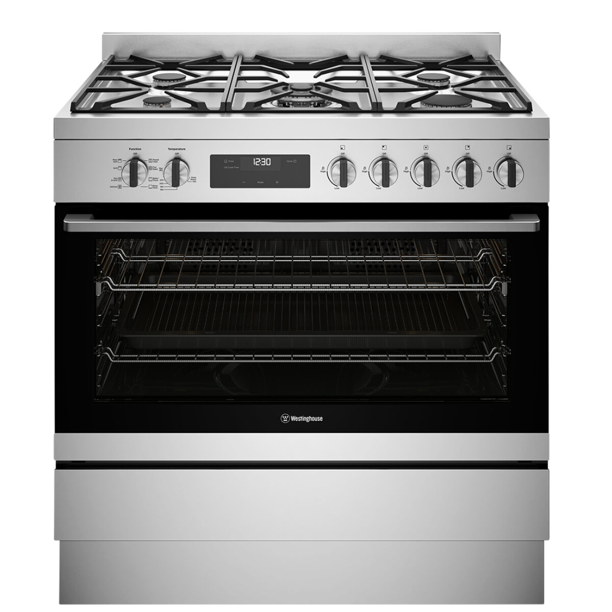 Westinghouse 90cm Dual Fuel Freestanding Cooker Stainless Steel WFE9515SD - Factory Seconds